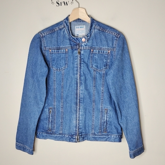 Old Navy Vintage Jean Jacket Full Zip Y2K Mallcore Juniors XXL Womens XS/S - Picture 2 of 9